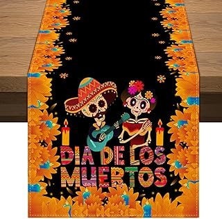 Camino de mesa artesanal mexicano calavera de azúcar