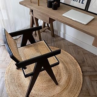 Alfombra redonda de yute rústica moderna hecha a mano