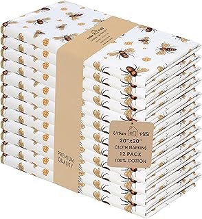 Servilletas de algodón premium con diseño de abeja artesanal