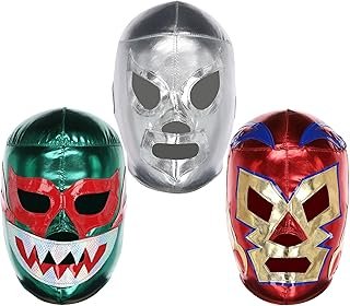 Paquete de 3 máscaras de lucha libre mexicana artesanal profesional