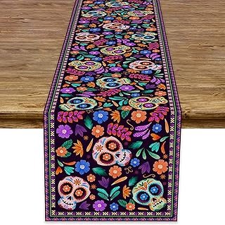 Camino de mesa artesanal rústico calavera mexicana altar