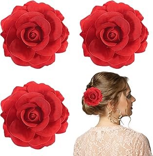 Broches de Rosa Roja Artesanales para Cabello y Fiesta
