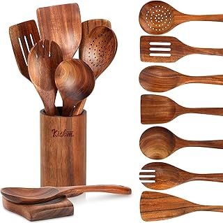 Juego de utensilios de cocina de madera de teca hechos para durar