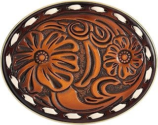 Hebilla western de piel genuina grabada en 3D hecha a mano