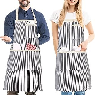 Delantales artesanales ajustables con bolsillos para cocina y parrilla