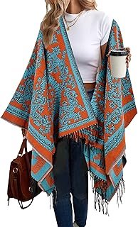 Poncho oversize de punto acanalado artesanal para mujer