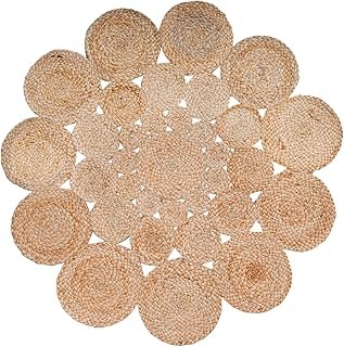 Alfombra redonda de yute trenzado tejida a mano natural