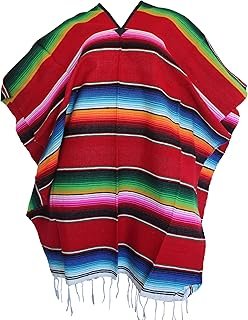 Poncho mexicano artesanal clásico para adultos