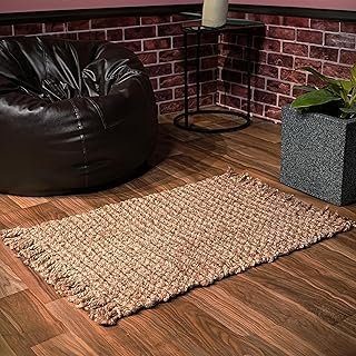 Alfombra de yute tejida a mano estilo bohemio marrón