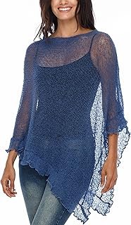 Poncho ligero transparente de punto para mujer