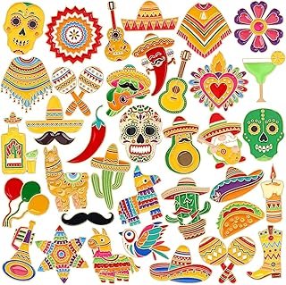 Pines esmaltados artesanales coloridos estilo mexicano